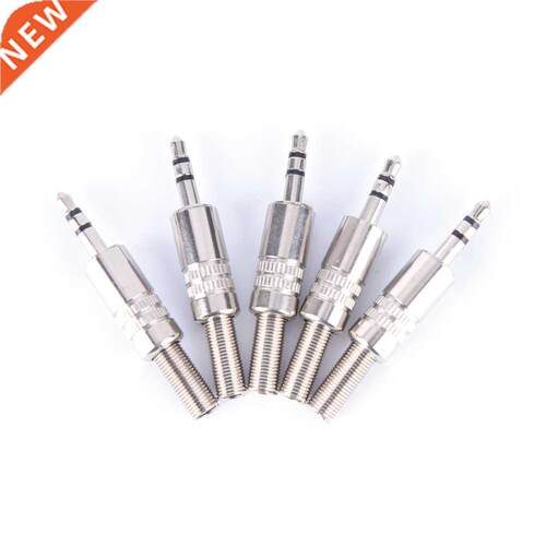 5Pcs 3.5mm Stereo Male Audio Jack Plug Adapter Connector Sil