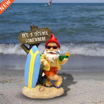 Funny Surfing Beach Dwarf Resin Crafts Creative