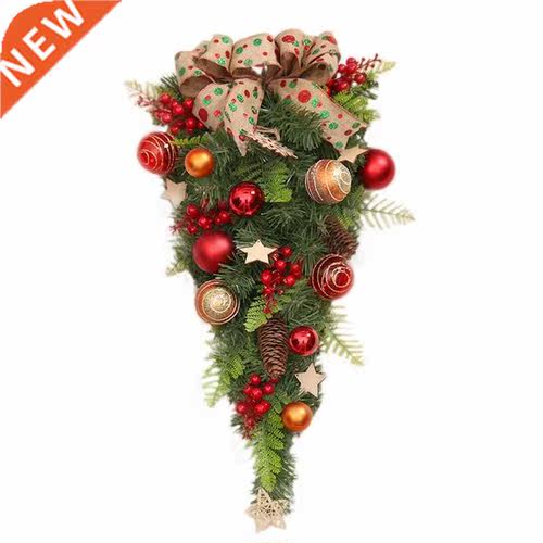 23.6 Inch Farmhouse Artificial Christmas Teardrop Swag Door