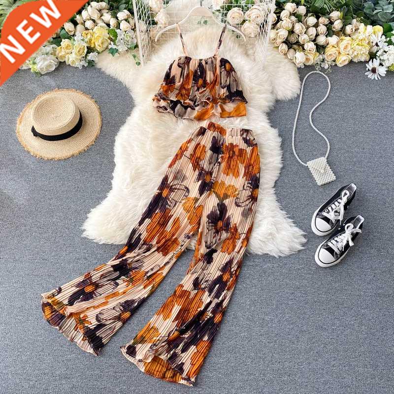 2021 Women's Summer Sets Vacation Style Printed Shor