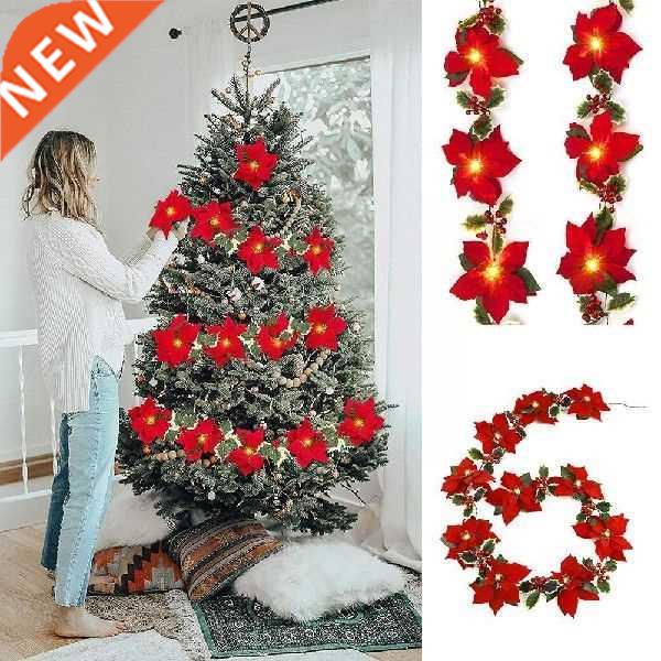 1 PC Velvet Flower Rattan LED Light String Red Flannel