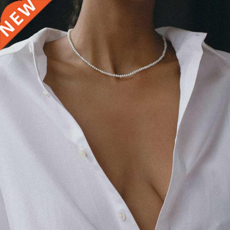 Beaded Choker Pearl Necklace For Women Elegant Wedding Girl