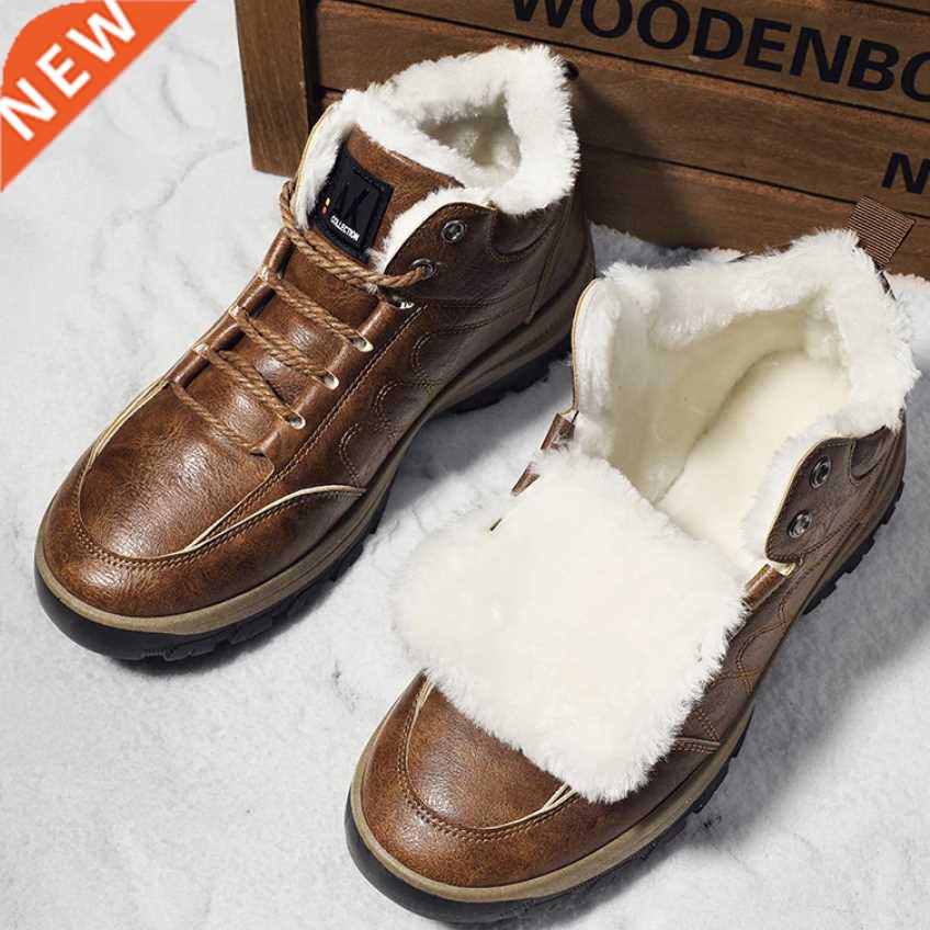 Men Comfortable Leather Ankle Boots Winter High Top Winter K