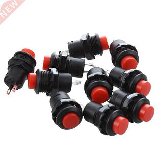 10 Pcs Latching Action SPST Round Red Push Button Switch AC