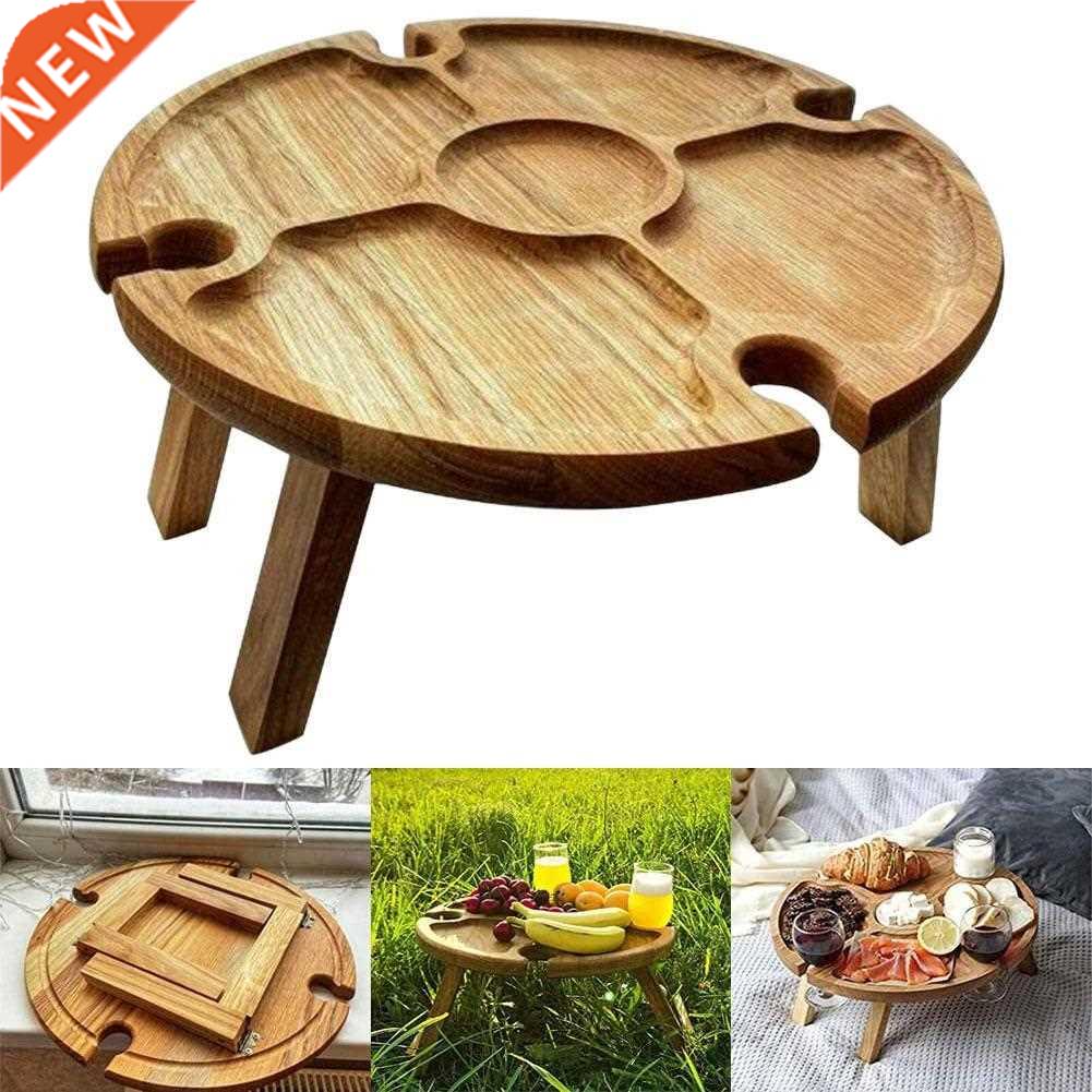 Wooden Outdoor Folding Picnic-table With Glass Hol 2 In 1
