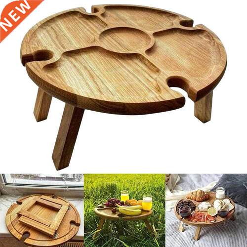 Wooden Outdoor Folding Picnic-table With Glass Hol 2 In 1