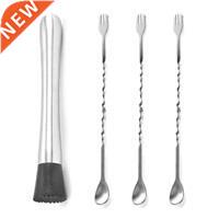 8Inch Stainless Steel Cocktail Muddler & 10Inch Mixing