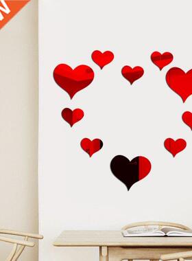 1 Set Gold Silver 3D Heart Mirror Wall Sticker Wall Decorati