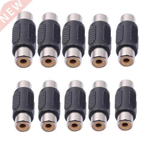 10-Pack Black Female to Female RCA Connector AV Joiner Coupl