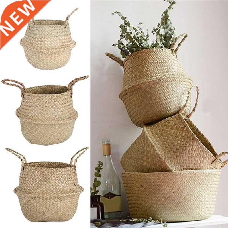 LuanQI Seagrass Storage Basket Wicker Basket Work Rattan Han