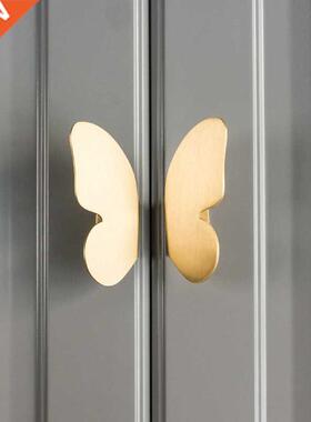 2pcs Nordic brass butterfly handle wardrobe cupboard shoe cu