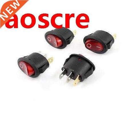 4 Pcs Red Press Button On/Off SPST 3 Pin Boat Rocker Switch