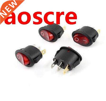 4 Pcs Red Press Button On/Off SPST 3 Pin Boat Rocker Switch