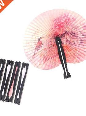 5Pcs Paper Folding Hand Fan Oriental Floral Fancy Fans