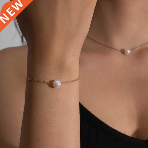 Hot White Pearl Jewelry Sets Necklace Bracelet Big Pearl Set