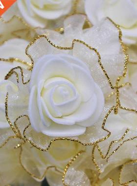 20pcs 4cm Glitter Fringe Silk Foam Flowers DIY Handmade Arti