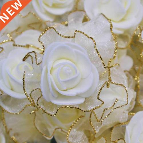 20pcs 4cm Glitter Fringe Silk Foam Flowers DIY Handmade Arti