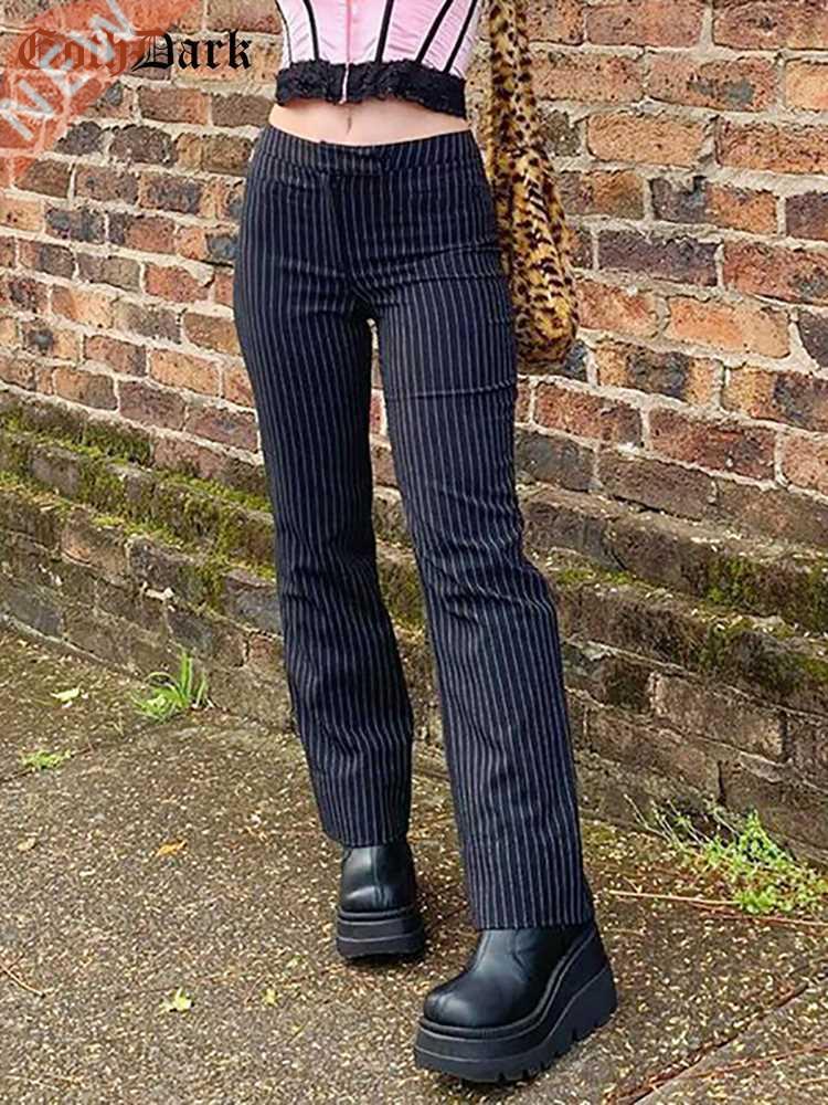 Goth Dark Y2k E-girl Striped Print Gothic Suit Pants Black S