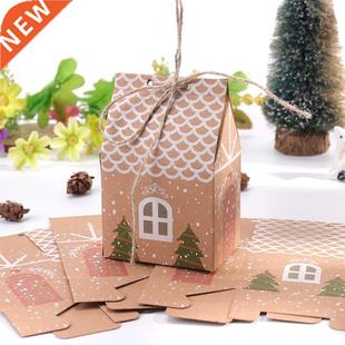 10PCS Kraft Paper House Shape With Ropes Candy Gift Bags Coo