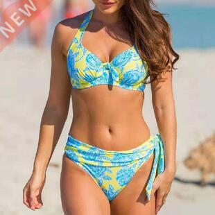 2022 Women's Printed Split Bikini Set Underwire Bikini