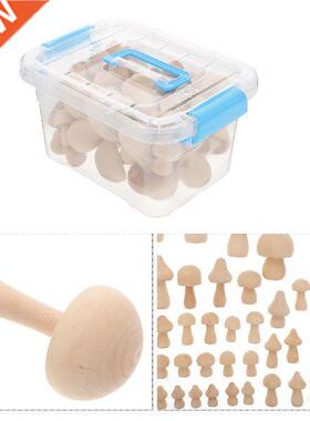 40Pcs Wooden Mushroom Model Unfinished Wood Mushroom Peg