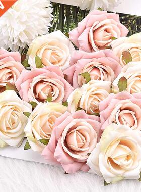 30pcs7cm White Rose Artificial Silk Flower Heads Decorative