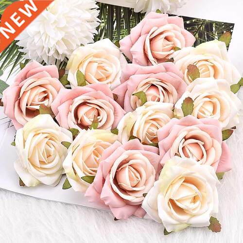 30pcs7cm White Rose Artificial Silk Flower Heads Decorative