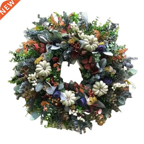 5cm New Halloween Fall White Pumpkin Wreath For Front Door