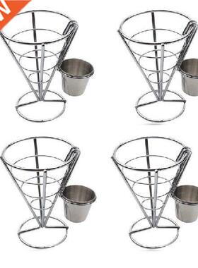 4 Pcs French Fries Stand Cone Basket Fry Holder With Dip