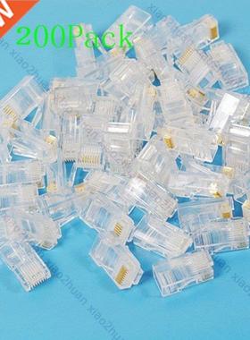 200 pcs RJ45 Net Gold plated Network Modular Plug Cat5 CAT5e