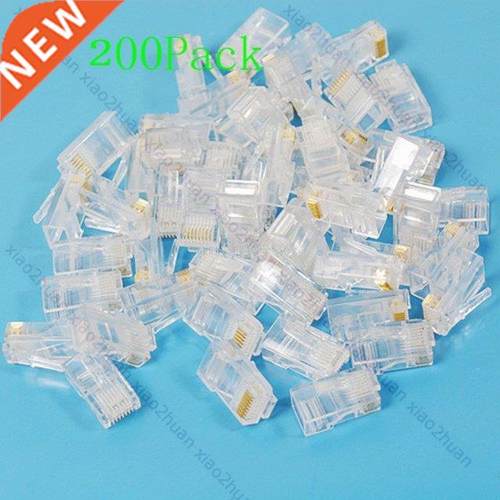 200 pcs RJ45 Net Gold plated Network Modular Plug Cat5 CAT5e