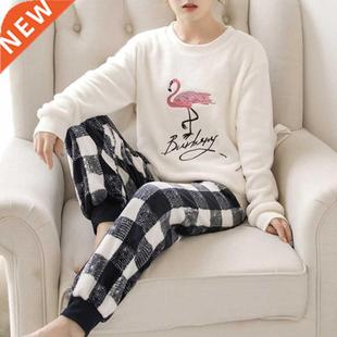 Women Pajamas Autumn Winter Flannel Warm Woman Sleepwear Kor