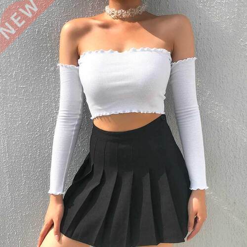 Long Sleeve Top Corset Top Women Off Shoulder T-Shirt Y2K
