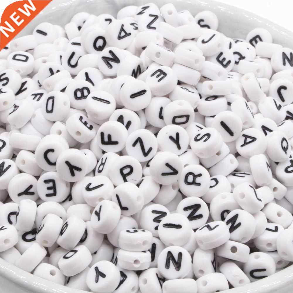300PCS Round Mix Color Acrylic Letter Beads for Jewelry Maki