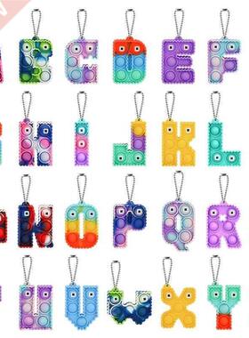 26-letter Cartoon Anime Pop It Fidget Toys Decompression Key