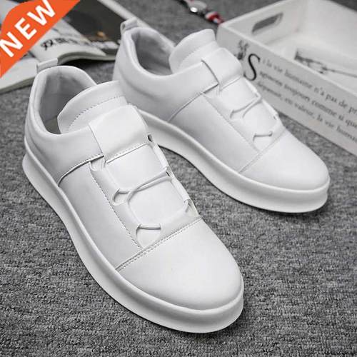 Brand Men Leather Casual Shoes Slip on Loafers Shoes White M