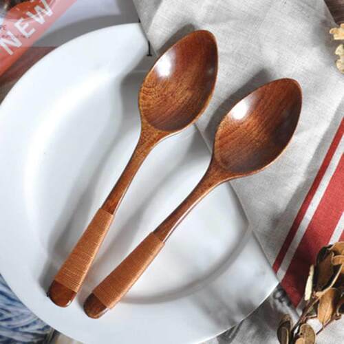 2pcs Wooden Spoon Bamboo Kitchen Cooking Utensil Tool Coffee
