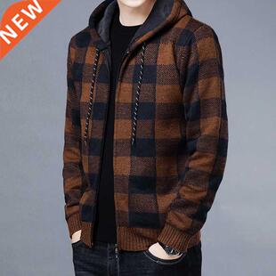 Men's Cardigan Jacket Autumn Winter Fleece Sweater Coat Men