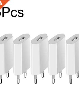 5Pcs 5V 1A USB Travel Wall Charger Adapter Charging For Appl
