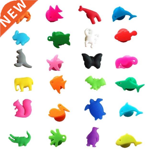 24pcs Wine Glass Markers Marine Terrestrial Animals Silicone