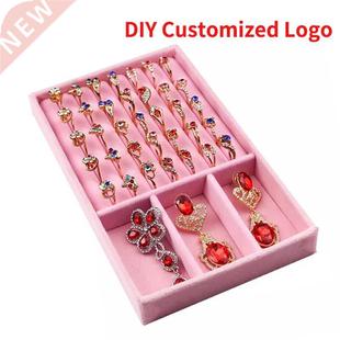 Mordoa Pink Velvet Suede Ring Earrings Organizer Ear Studs J