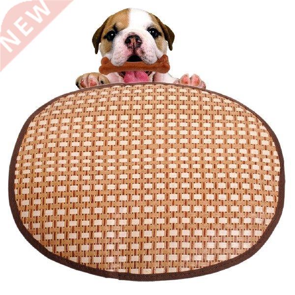 Pet Dog Summer Cooling Rattan Mat Folding Plaid Breathable