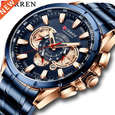 CURREN New Mens Watches Fashion Stainless Steel Sport Quart