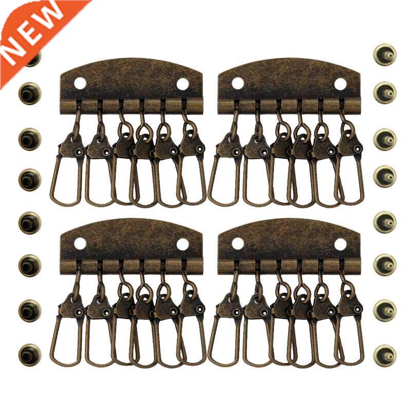 Key Row Keychain Hook Copper Silver Mirror 4/6 Rows Leather