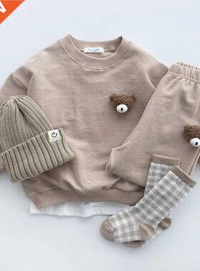 2 Pcs Baby Boys Clothing set Long sleeve Hooded Tracksuit op