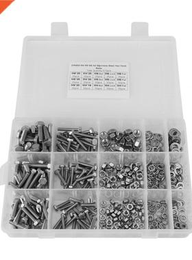 510pcs M4 M5 M6 Hex Screws Bolts Nuts Flat & Spring Washers