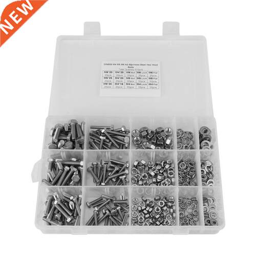 510pcs M4 M5 M6 Hex Screws Bolts Nuts Flat & Spring Washers
