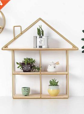 Nordic Style Iron & Wooden Wall Shelf Storage Racks Hang
