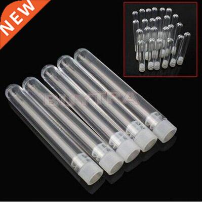 10 Pcs 12x100mm Clear Plastic Test Tubes With White Caps Sto