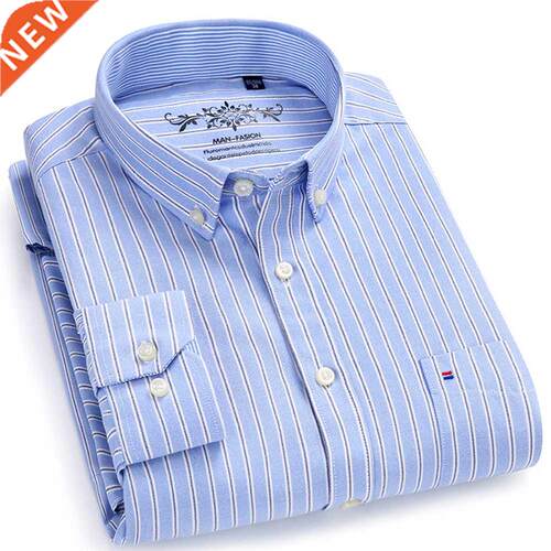 Men's Button Down Casual Durable Oxford Shirt Single Patch P